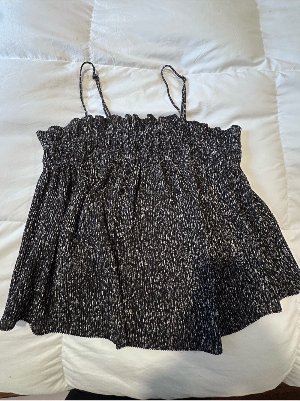 Banana Republic Black & White Smocked Spaghetti Strap Camisole